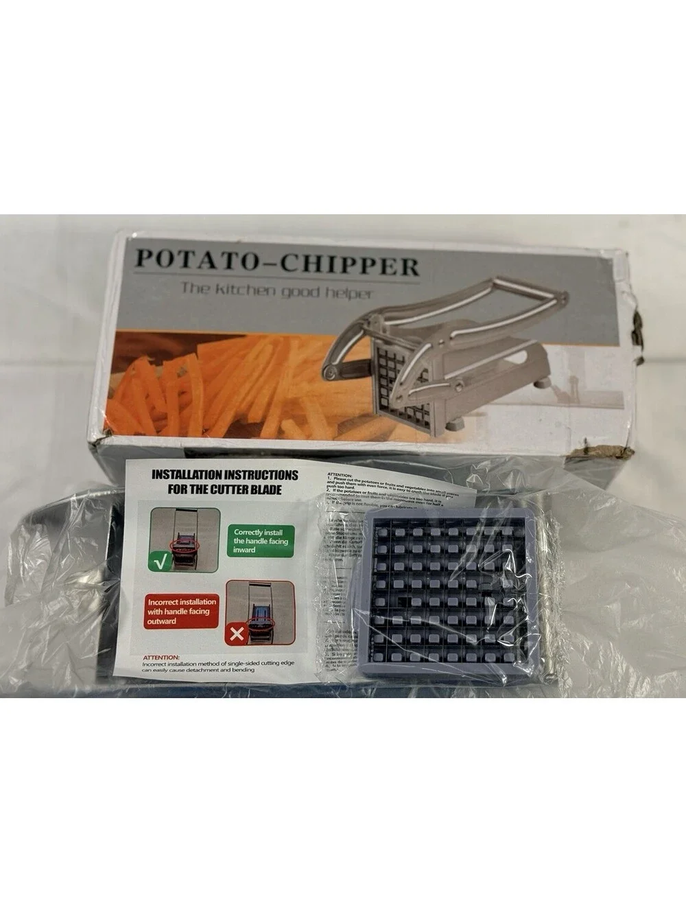 Potato Chipper French Fry Cutter Vegetable Slicer Open Box